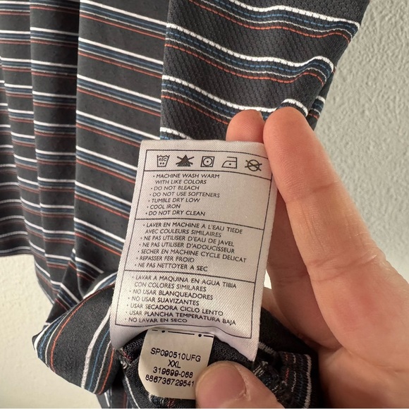 Nike Golf Fit Dry Striped Polo XXL Men's Black Shirt Breathable Mesh Button Neck - Picture 7 of 9